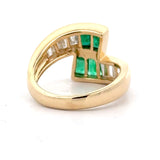 Estate Bypass .96 cttw Emerald 1.13 cttw Diamond 18K YG Ring 15540