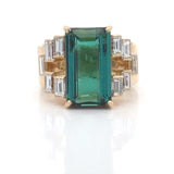 Estate Designer 6.16 ct Green Tourmaline Diamond 18K YG Ring 15541