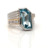 Estate Designer 4.88 ct Aquamarine Diamond Platinum/18K YG Ring 15539