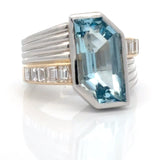 Estate Designer 4.88 ct Aquamarine Diamond Platinum/18K YG Ring 15539