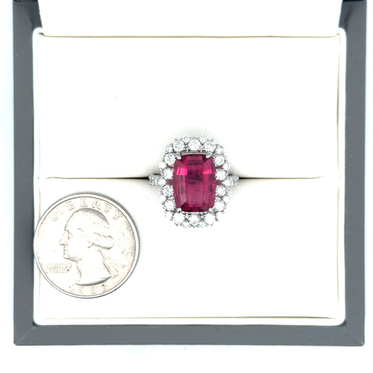 Estate 5.02 ct Pink Tourmaline Diamond Platinum Ring 15550