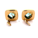 Estate High End Designer Leo de Vroomen 8.50 cttw Aquamarine & Green Enamel Earrings  15555