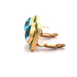 Estate High End Designer Leo de Vroomen 8.50 cttw Aquamarine & Green Enamel Earrings  15555