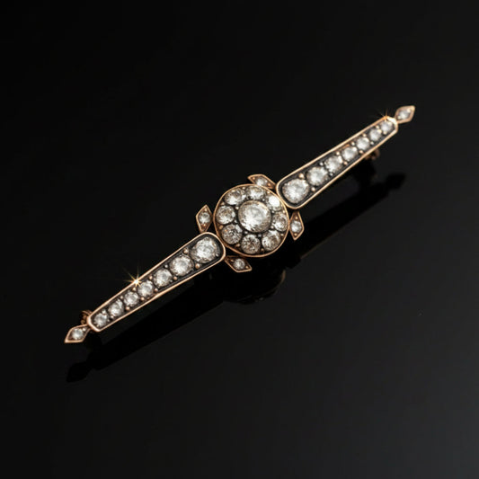 Estate Victorian 3.50 cttw Rose Cut Diamond 14K Yellow Gold/Silver Brooch 15669