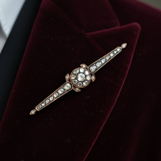 Estate Victorian 3.50 cttw Rose Cut Diamond 14K Yellow Gold/Silver Brooch 15669