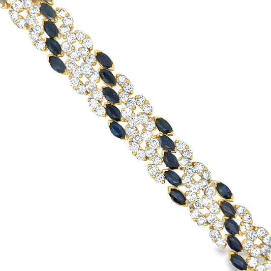 Diamond and Sapphire 18K Yellow Gold Bracelet