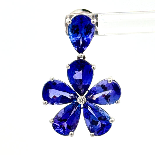 2000's Tanzanite and Diamond Cluster Flower Earrings