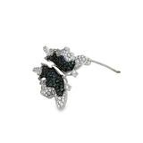 Color Change Alexandrite and Diamond 18K White Gold Butterfly Pendant/Brooch