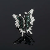 Color Change Alexandrite and Diamond 18K White Gold Butterfly Pendant/Brooch