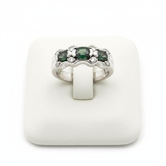 Color Change Alexandrite and Diamond Platinum Ring