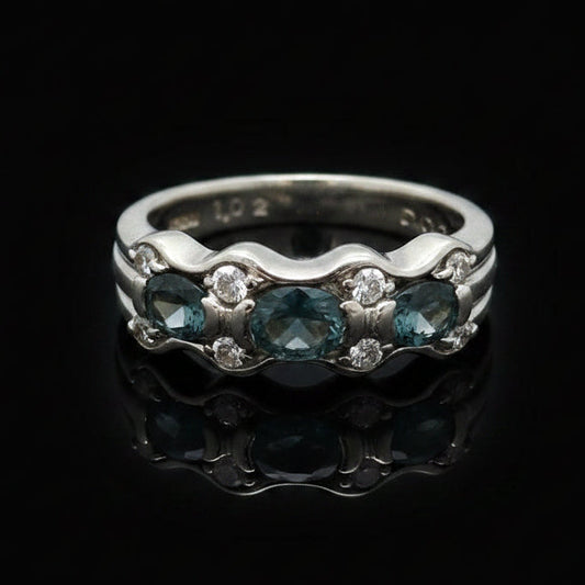 Color Change Alexandrite and Diamond Platinum Ring