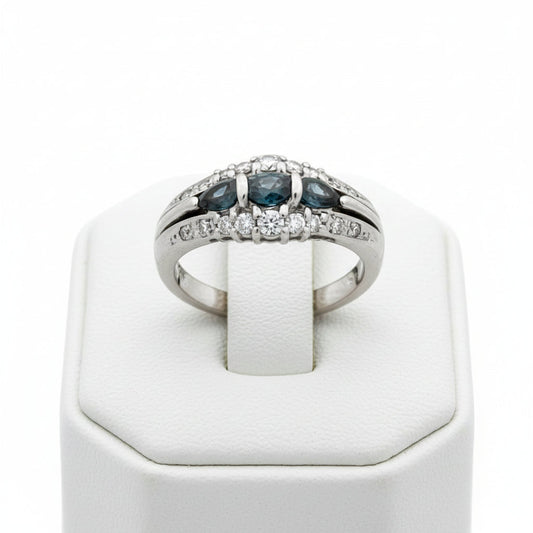 Color Change Natural Alexandrite and Diamond Platinum Ring