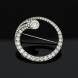 Art Deco Diamond Circle Platinum Brooch