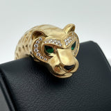 Italian Panther Diamond, Emerald and Onyx 18K Yellow Gold Bangle