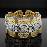Modern Two Tone 18K Diamond Wide Bracelet