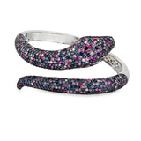 Roberto Coin Animalier Multi Color Sapphire and Diamond 18K White Gold Snake Bangle