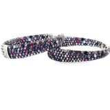 Roberto Coin Animalier Multi Color Sapphire and Diamond Hoop Earring