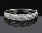 Designer 7.80cttw. Diamond 18K White Gold Bangle