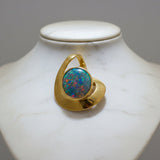 Designer Simon Golub 5.50ct Natural Black Opal and 18Kt Yellow Gold Pendant