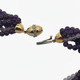 Amethyst and Diamond 8 Strand 14K Yellow Gold Necklace