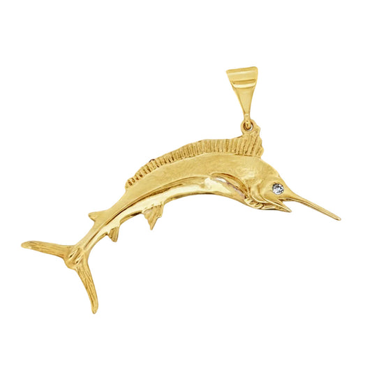 "The Marlin" Diamond and 14Kt Yellow Gold Pendant