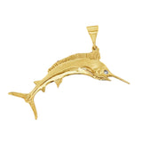 "The Marlin" Diamond and 14Kt Yellow Gold Pendant
