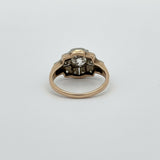 Art Deco .97cttw Old European Cut Platinum and 14K Yellow Gold RIng