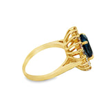 Estate 2.70 ct Blue Topaz Diamond 14K Yellow Gold Ring 15439