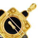 Designer Elizabeth Locke 18K Yellow Gold Onyx and Pearl Pendant/Brooch
