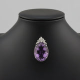 Custom Made 58.41ct Amethyst and Diamond 18K White Gold Pendant