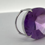 Custom Made 58.41ct Amethyst and Diamond 18K White Gold Pendant