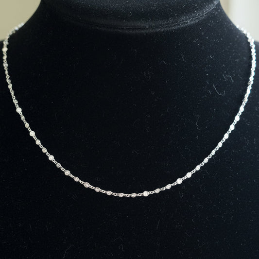 Custom Made 3.65cttw Diamond By The Yard 14K White Gold Necklace