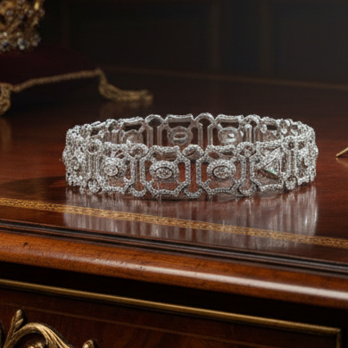 Designer AV 6.69cttw Diamond 14K White Gold Bracelet