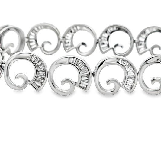 Designer AV 2.84cttw Diamond Swirl 14Kt White Gold Bracelet