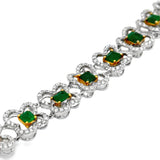 Designer AV Diamond and Emerald 18Kt Yellow and White Gold Bracelet
