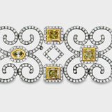 Designer AV 8.80cttw Natural Fancy Yellow and White Diamond 14K Yellow and White Gold Bracelet