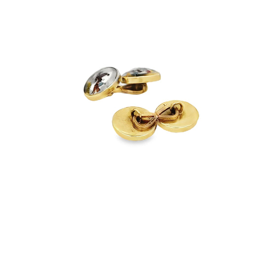 Hand Painted Equestrian 14K Yellow Gold Cuff Links