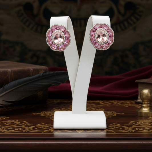 Italian Designer Marchisio Pink Sapphire Diamond and Kunzite 14K Rose Gold Earrings