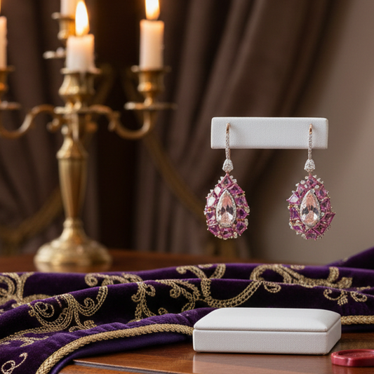 Italian Designer Marchisio Diamond, Morganite and Pink Sapphire 18K White/Yellow Gold Dangle Earrings