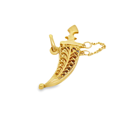 Uno A Erre Italia Coltello Pendant 18K Yellow Gold 3.67g