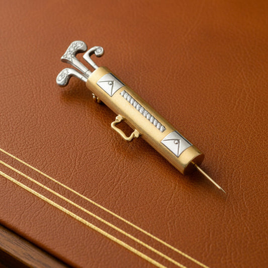 Custom Made Golf Bag Diamond 18K White/Yellow Gold Brooch
