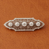 Art Deco 2.50cttw Old Mine Cut Filigree Platinum and 14K Yellow Gold Brooch