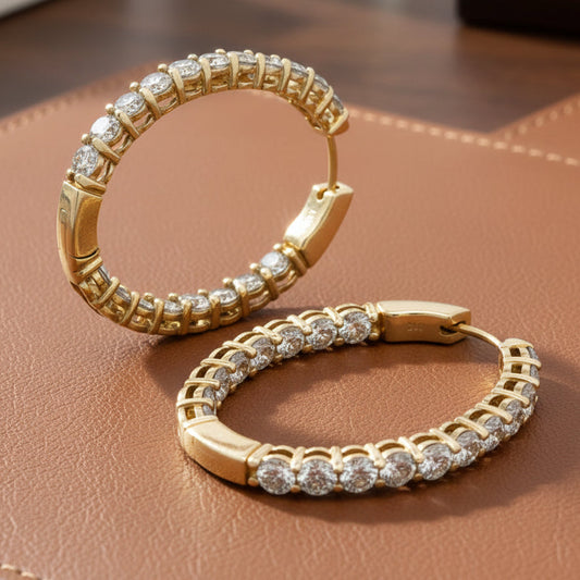 Diamond Hoop Earrings 7.00cttw 14K Yellow Gold