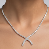 Diamond Wishbone Necklace 8.24cttw 14K White Gold