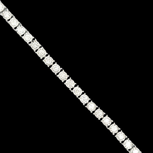 Diamond Illusion Tennis Bracelet 3.15cttw 14K White Gold.