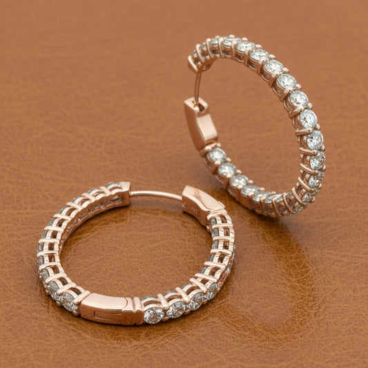 Diamond Hoop Earrings 7.0cttw 14K Rose Gold