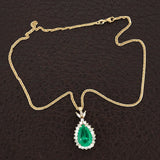 Estate 11.33 Columbia Emerald (GIA Report) Diamond 14kt Yellow Gold Necklace