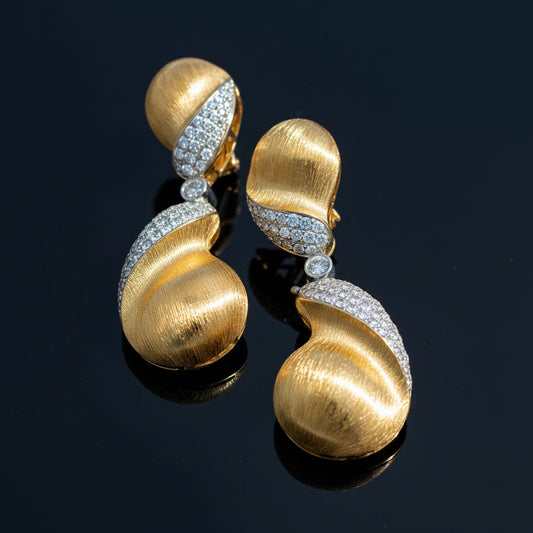 Designer AKMS 3.17cttw Diamond and 18k White and Yellow Gold Dangle Earrings