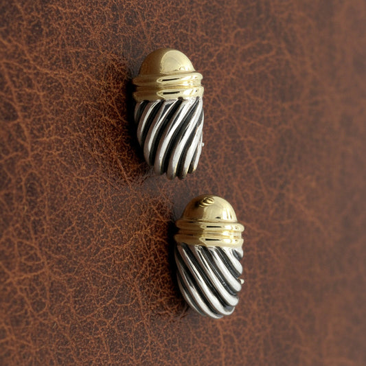 Estate David Yurman 18kt Yellow Gold and Silver Earring