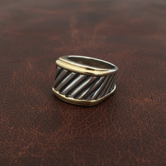 Estate David Yurman Cigar Band 18kt Yellow Gold & Silver